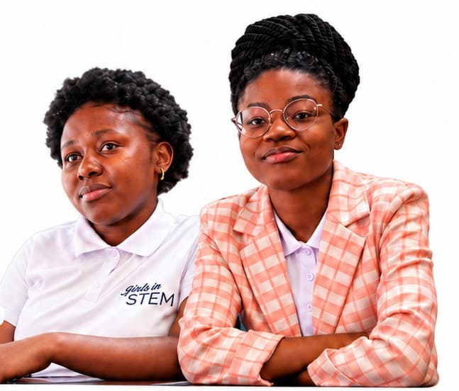 Two young women from the Melisizwe Girls in STEM programme